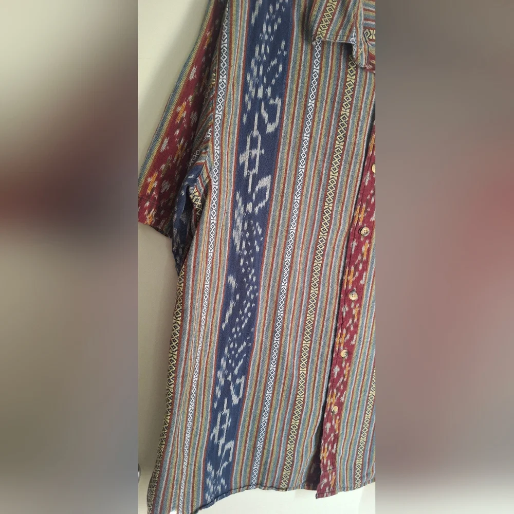 The Territory Ahead Cotton Multicolor Striped Short Sleeve Shirt XL Navajo Rodeo - Picture 5 of 9